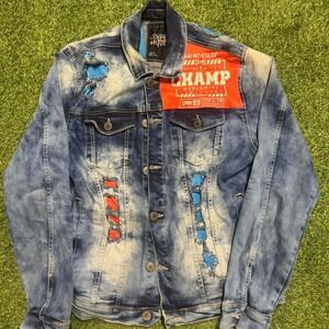 Copper Rivet "Champ" Distressed Denim Jacket (M)
